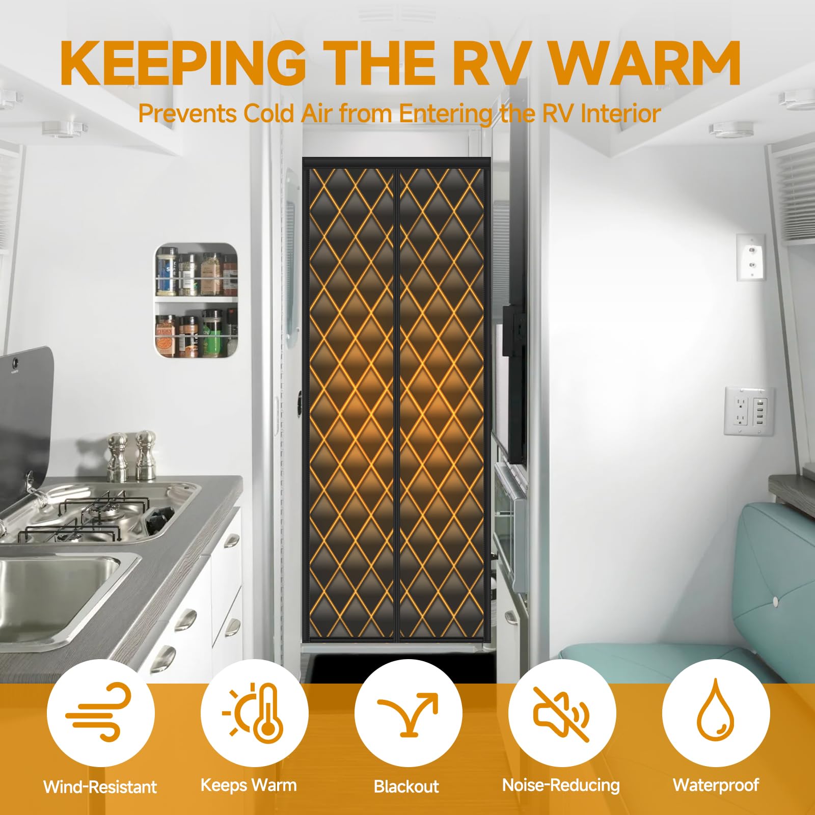 Magnetic Insulated RV Door Curtain — 33 × 80 in · insulated — detail 2