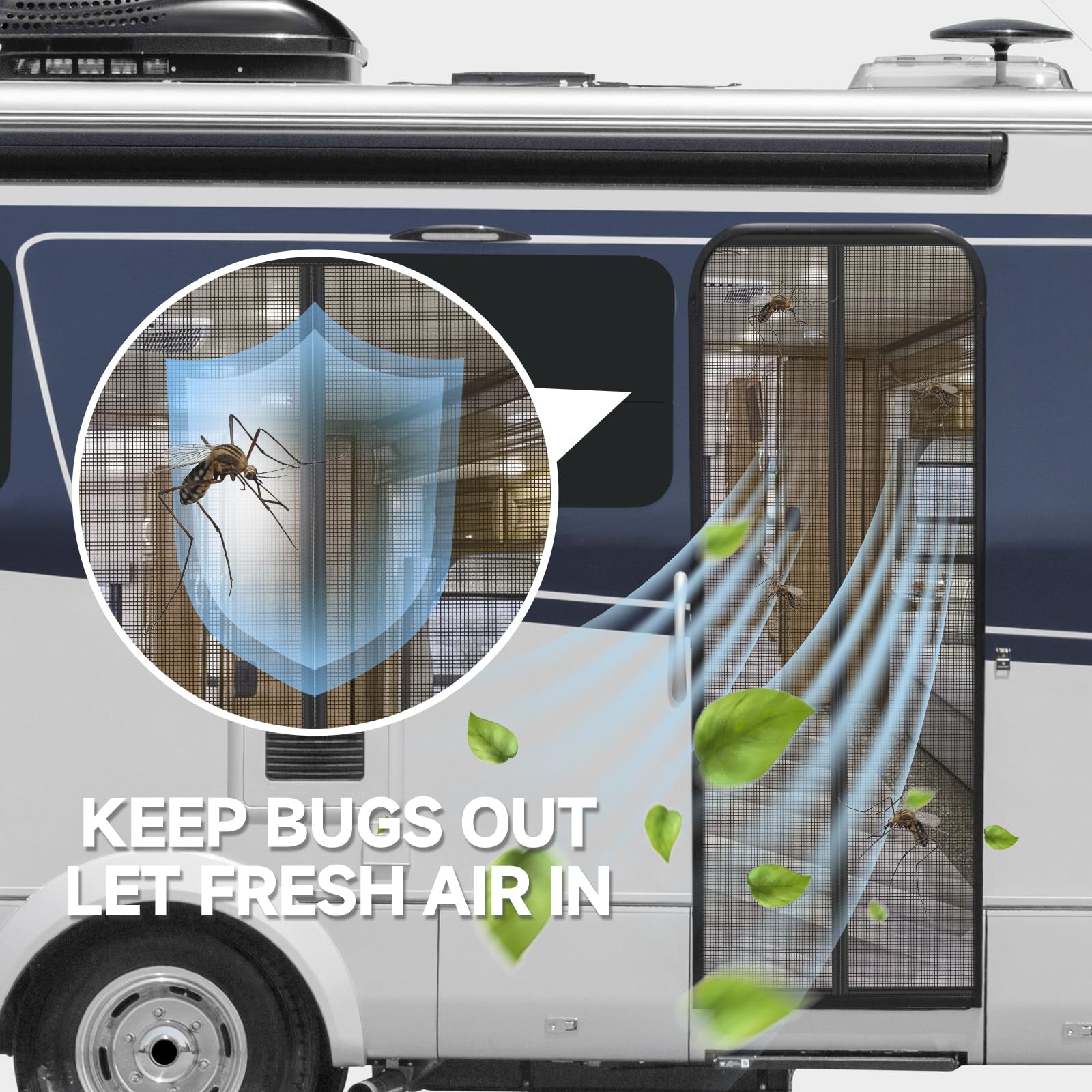 Magnetic RV Screen Door Curtain — 33 × 80 in · mesh — detail 3