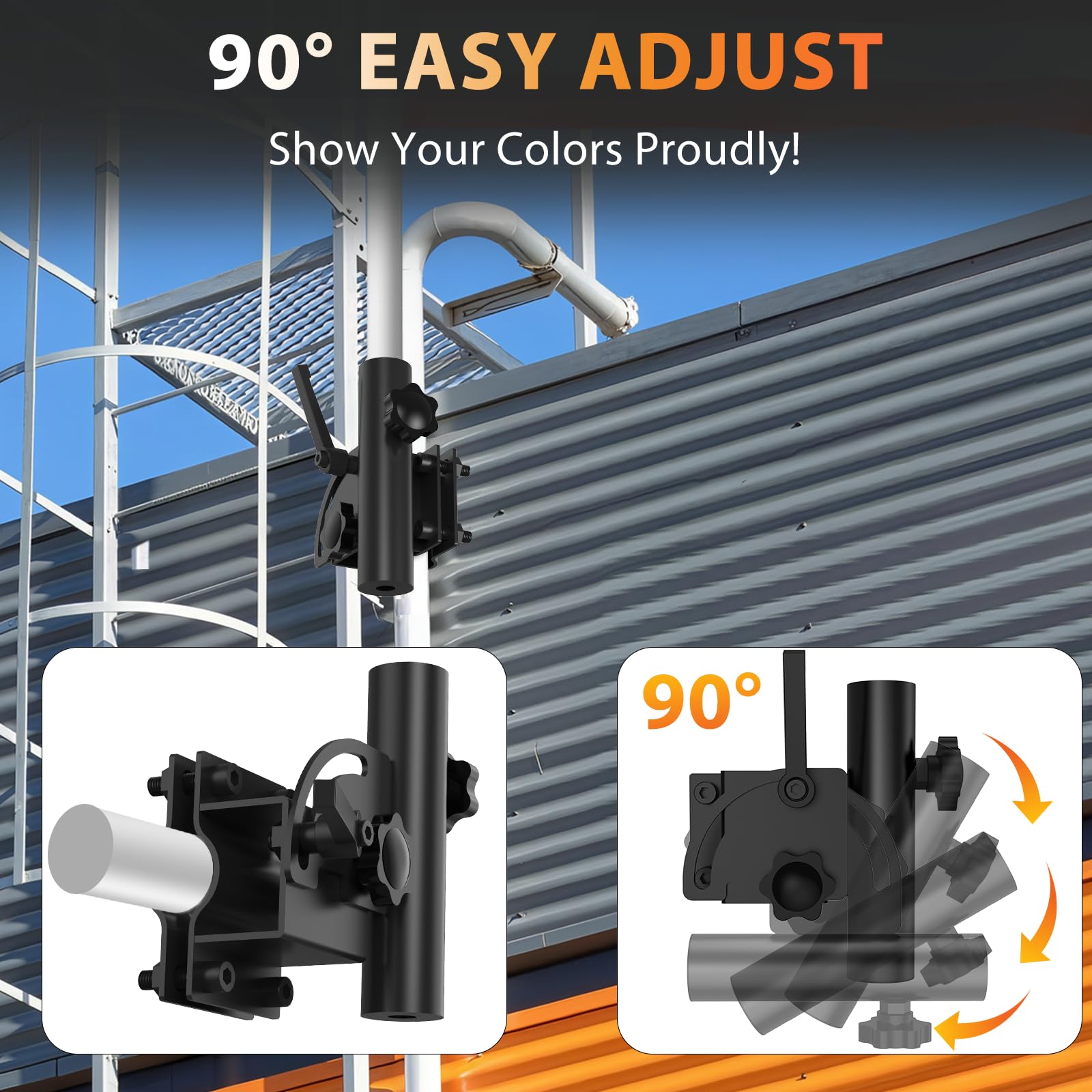 Adjustable RV Ladder Flag Pole Mount — For 1–1.5 in ladder rails — detail 2