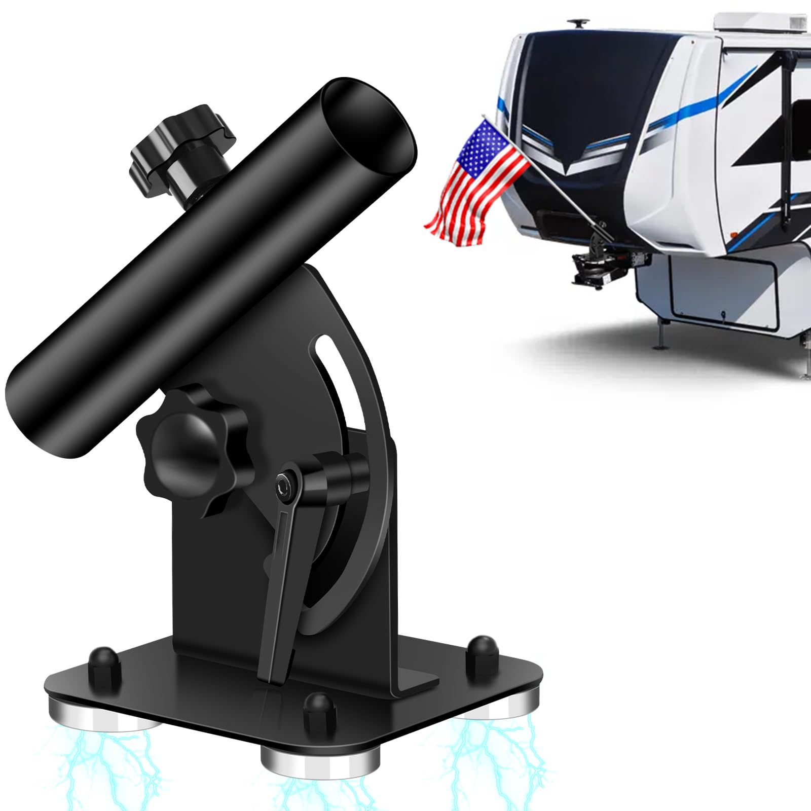 Magnetic Fifth-Wheel Flag Pole Holder — Holder only · 90° adjustment