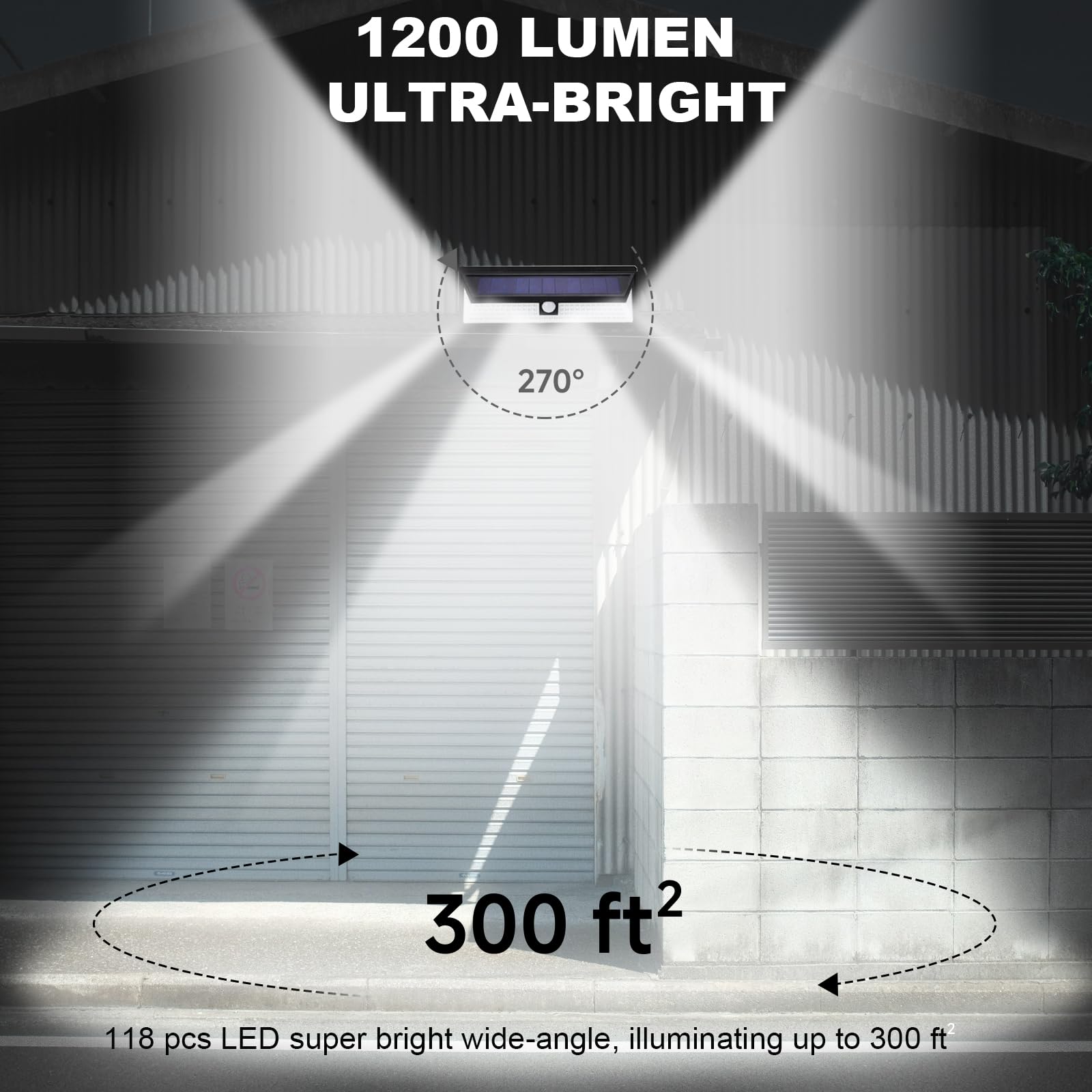 Remote-Control Magnetic Solar Light — 118 LEDs · motion sensor — detail 3