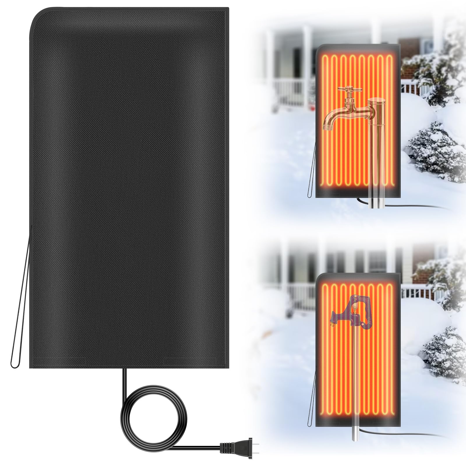 Extended Heated Outdoor Faucet Cover — 25 × 13.7 in · 57 W