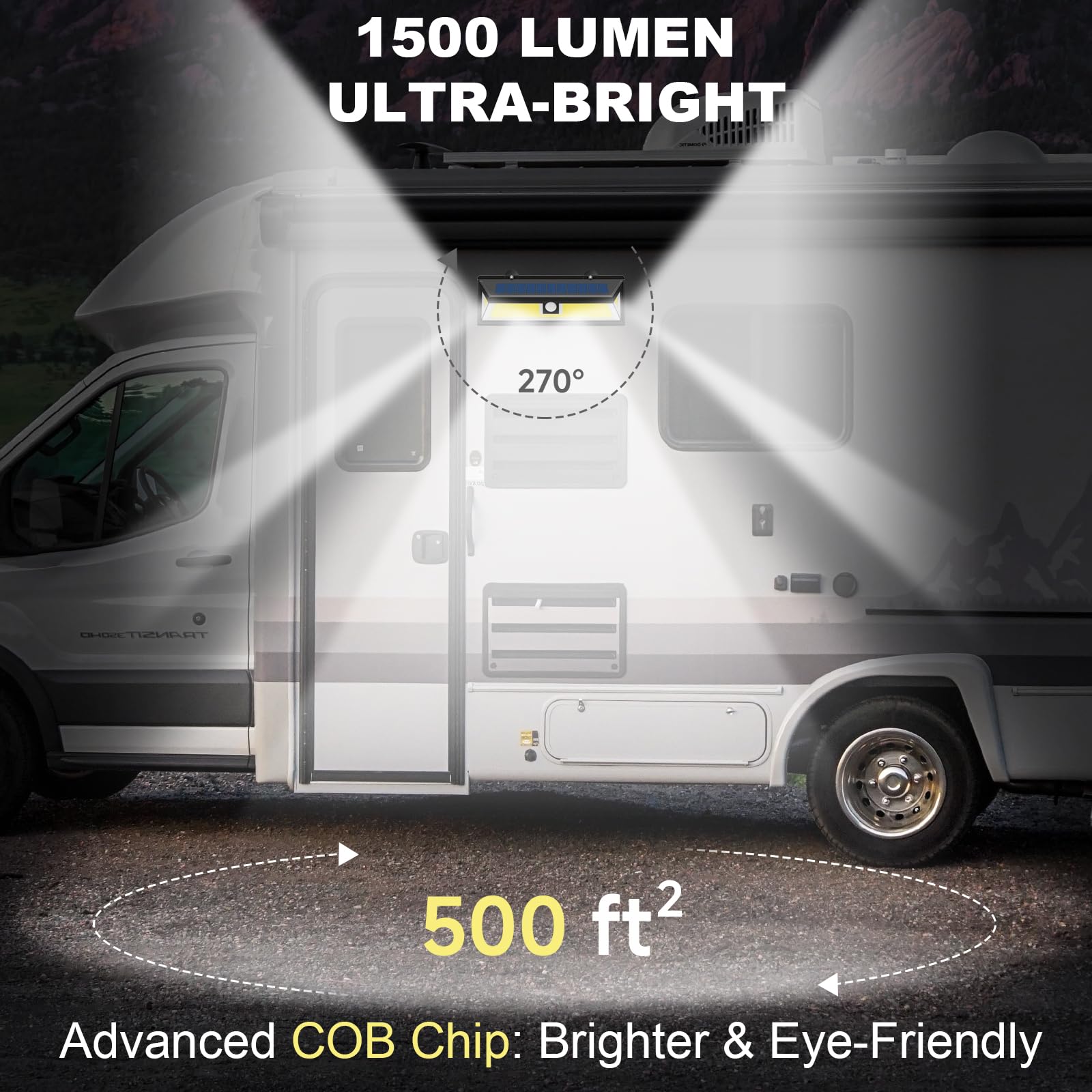 COB Magnetic Solar RV Light — 180 COB LEDs · remote control — detail 3